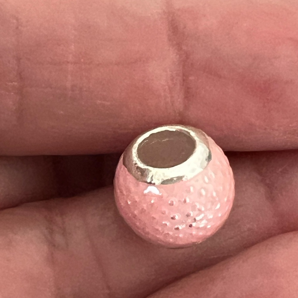 Silver plated & pink enamel charm